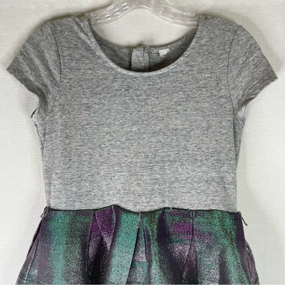 Justice Dress Girls Gray Green Purple Metallic Mermaid Short Sleeve 14